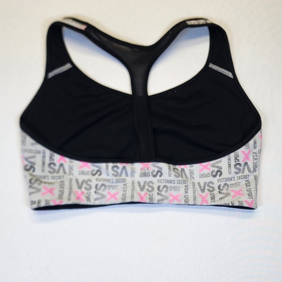 Victoria's Secret VSX SPORT Pink Logo Print Racerback Athletic Sports Bra Large - Picture 2 of 3